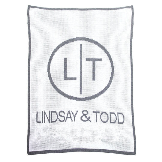 Newlywed Initial & Name Knit Blanket